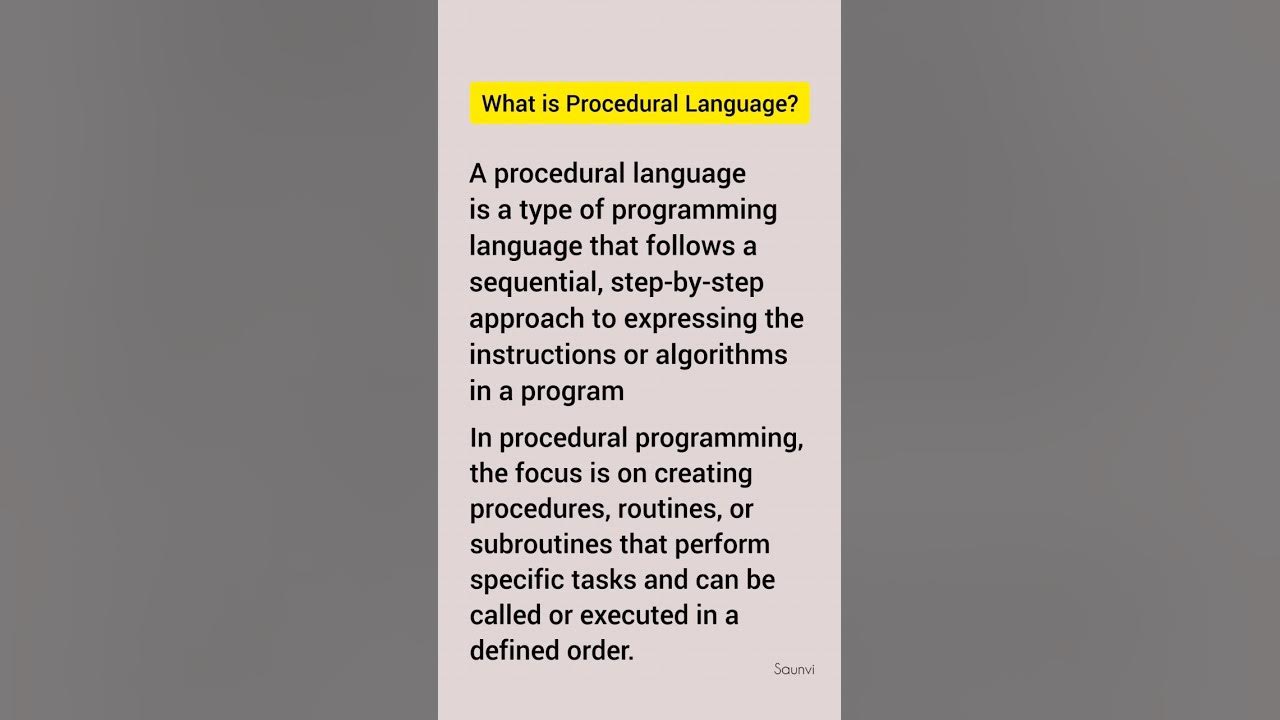What is Procedural Language | Programming Language | # ...