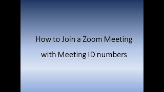 Joining a Zoom Meeting with Meeting ID Number