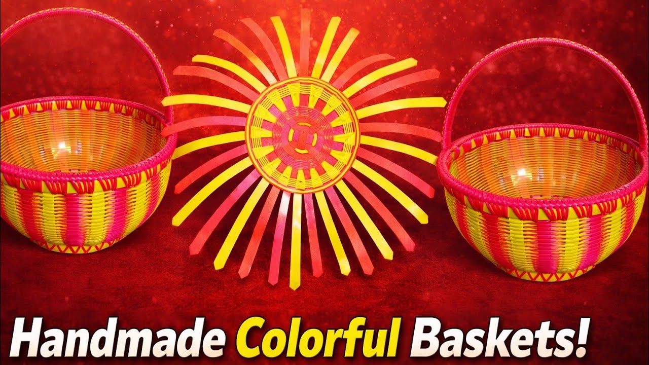Amazing Handmade Plastic Cane Basket Making | Colorful DIY Basket Step by Step
