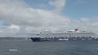 Cruise Ship Mein Schiff 7 Outbound Hamburg From A Coruna 4K