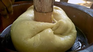 How TO COOK African CASSAVA \ PLANTAIN FUFU with Fresh PALMNUT SOUP