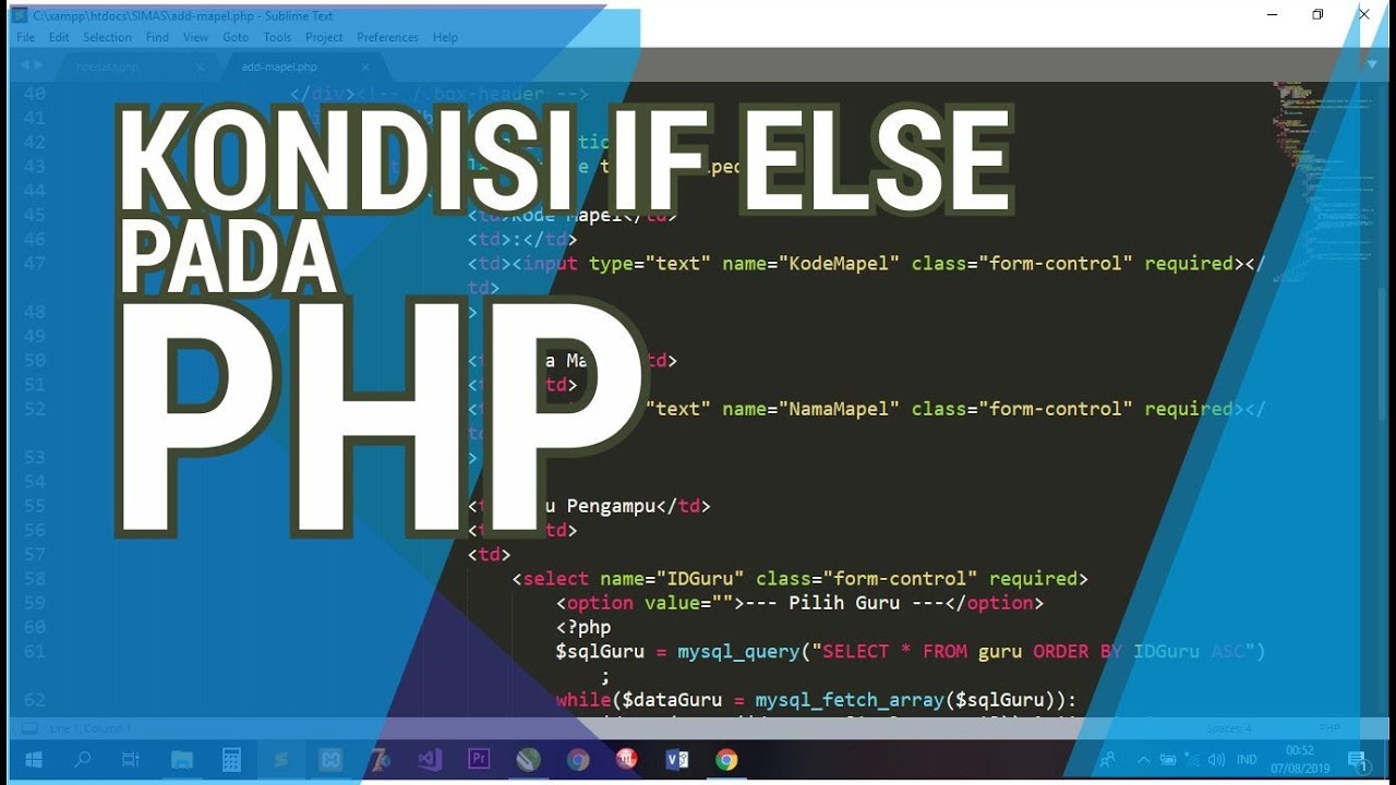 KONDISI IF ELSE PADA PHP - YouTube