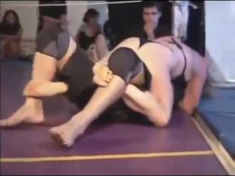 Helen Van Mott wrestle with Army guy mixed wrestling