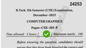 2015 Mdu BTech CSE 5th Sem Computer Graphics Question Paper