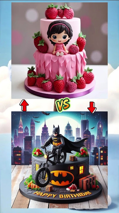 Kamu bakalan pilih kue ulang tahun strawberry atau batman nih,??