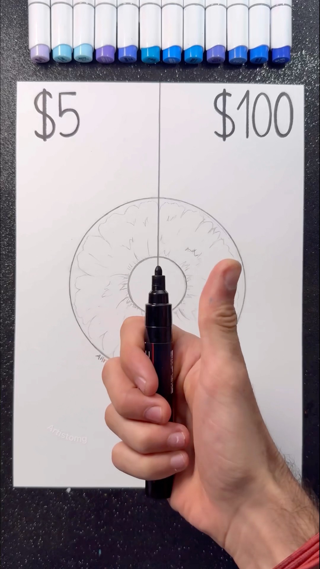 Drawing an Iris with $5 vs $100! ✍️✨?️ || Stay tuned for the 2nd Part! ? #artsupplies