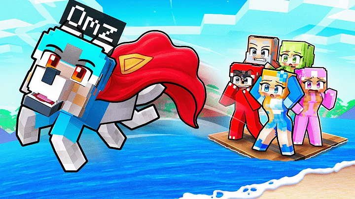 Surviving on One Raft as a SUPERHERO DOG MOB With Crazy Fan Girl in Minecraft!