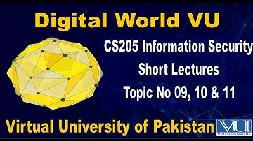 CS205 Information Security Short Lectures Topic No 09, 10 & 11