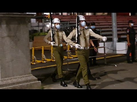 2021 09 23 110年國慶大會府前第一次夜校 府前右側憲兵標兵上下崗演練