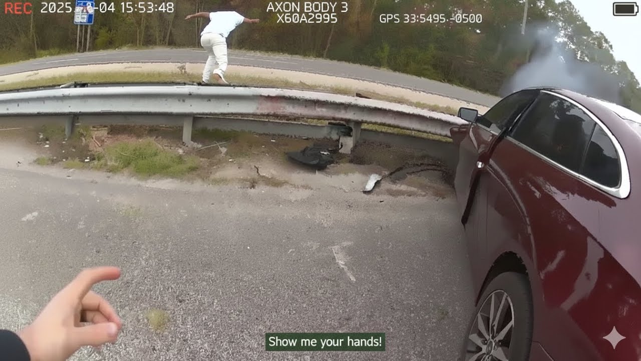 Armed INTERPOL Fugitive Runs Across Highway After PIT Maneuver 