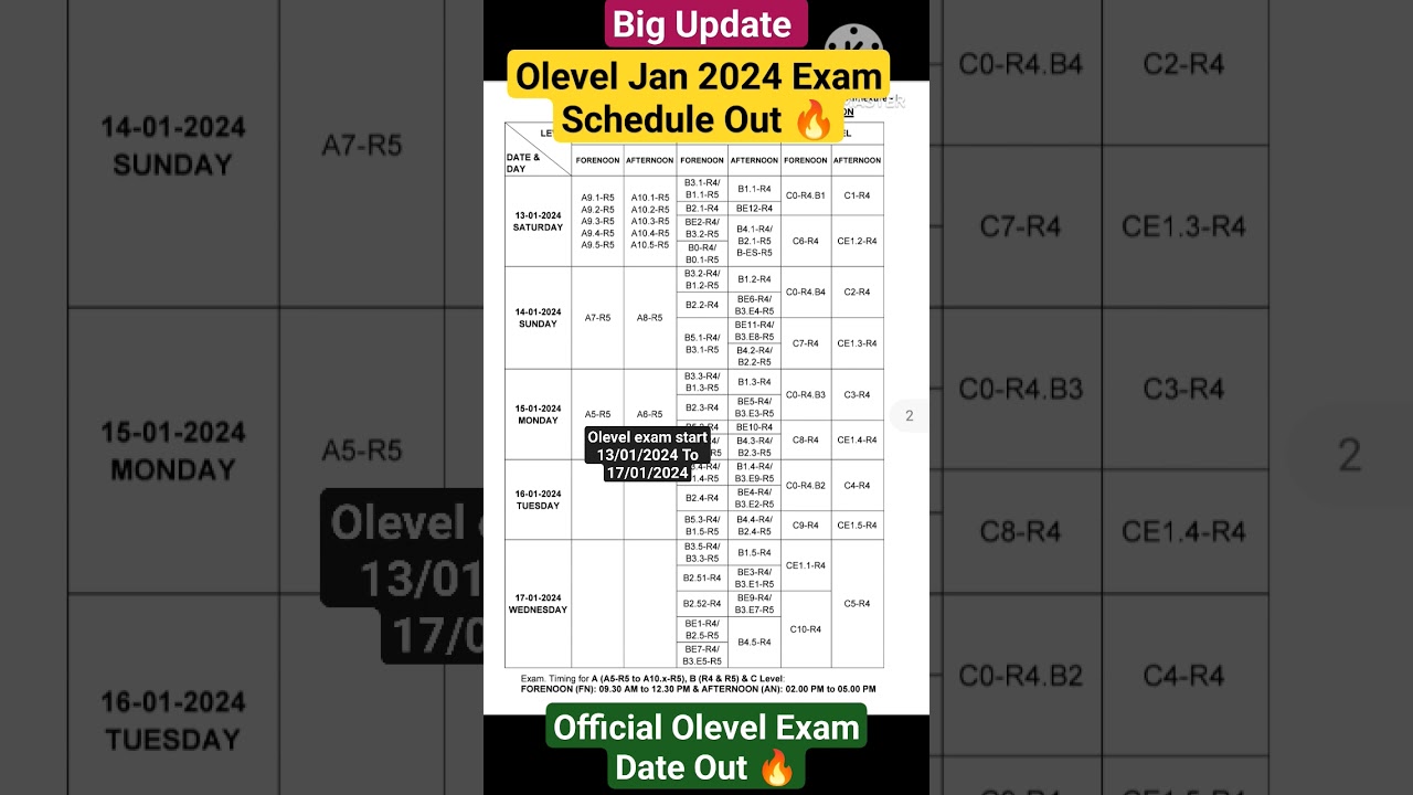 O'level Jan 2024 Exam Schedule Out🔥||