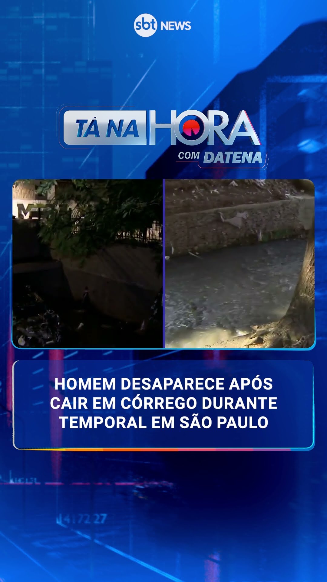 Homem desaparece após cair em córrego durante temporal em São Paulo