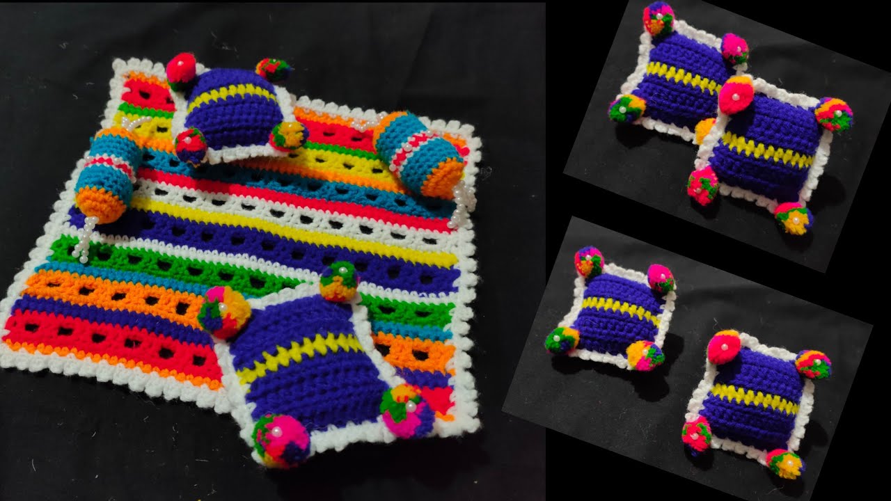 How to crochet cushion for Laddu Gopal ji/क्रोशिया से बनाएं लड्डु गोपाल जी के लिए cushion