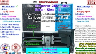 For Aquarium FishTank Marineland Emperor 280, 400 Filter Cartridge Rite-Size E Compatible Carbon Pad