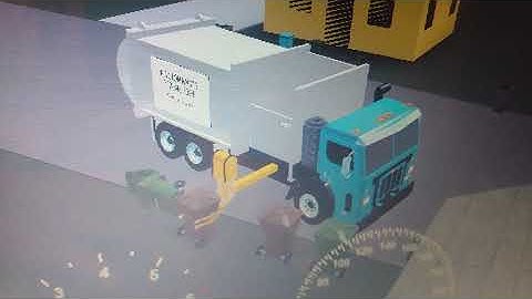 Roblox Kingston Waste 5481 peterbilt 520 Labrie Automizer side loader on a yard waste bin