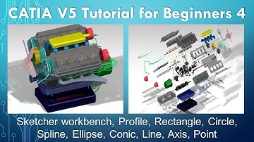 CATIA Tutorials - Sketcher, Profile, Rectangle, Circle, Spline, Line