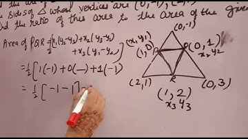 Find the area of triangle formed by joining the mid points of the sides of triangle whose vertices