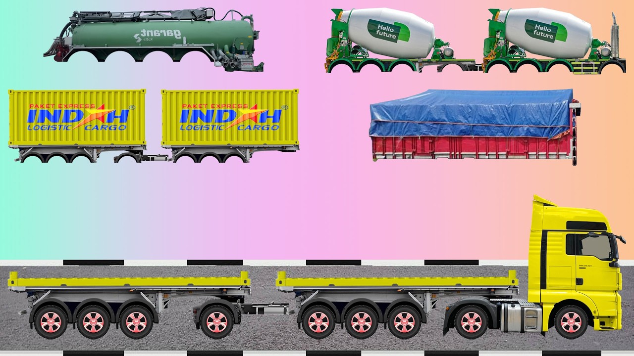 Menebak Gambar Karoseri Truk Panjang Dengan Benar, Carrier Car, Mobile Crane, Bottom Dump Truk