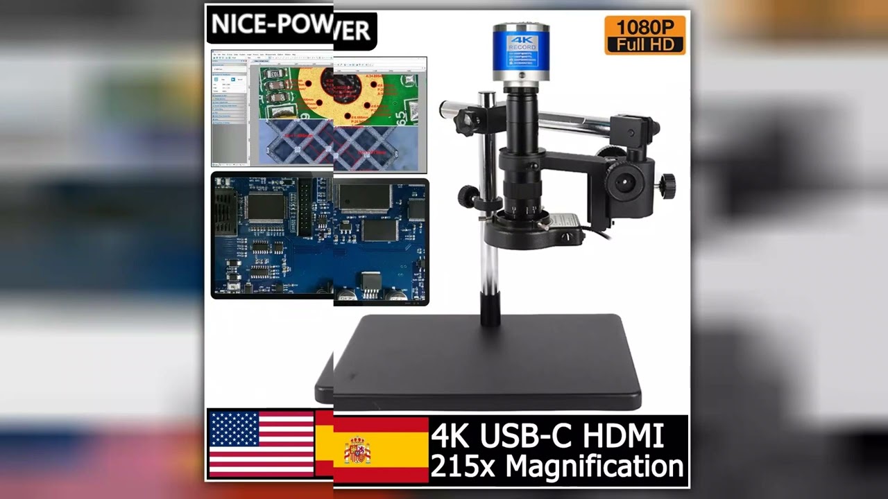 1080P 4K FULL HD Industrial Microscope For PCB Soldering Phone Repair Microscope With 215X Continuo