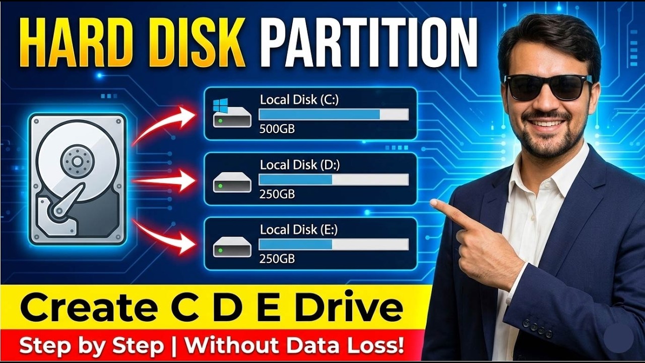 How to Create Hard Disk Partition in Windows | Make C D E Drive Easily