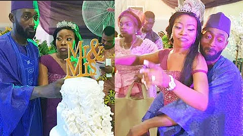 Gigantic Cake Kunle Afod' Brother &Wife Cut On Their Wedding, As They Rock Themselves On Dance Floor