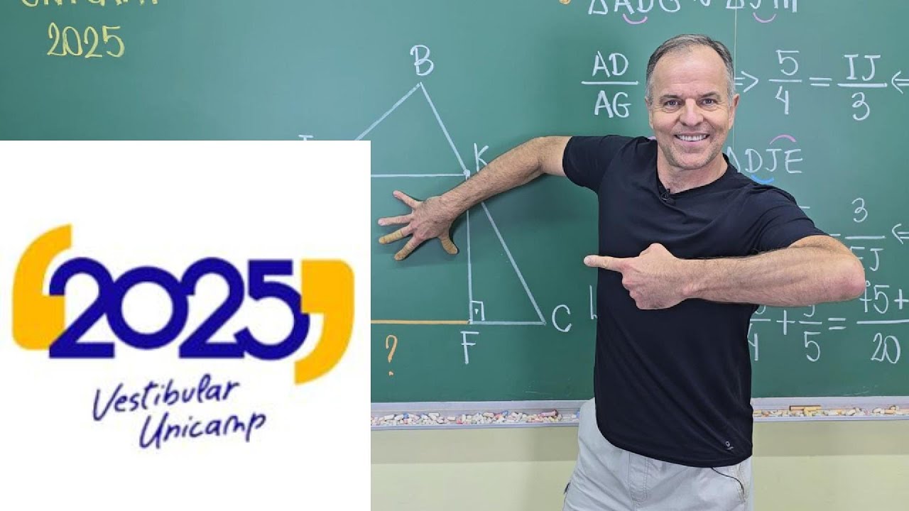 UNICAMP 2025 A figura a seguir mostra um triângulo ABC que contém dois quadrados em seu interior. O