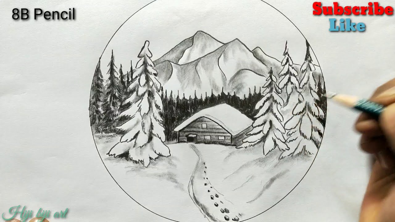 How To Draw Winter Forest In Mountains And House Step By Step Winter Forest Drawing Youtube How To Draw Winter Forest In Mountains And House Step By Step Winter Forest Drawing Youtube