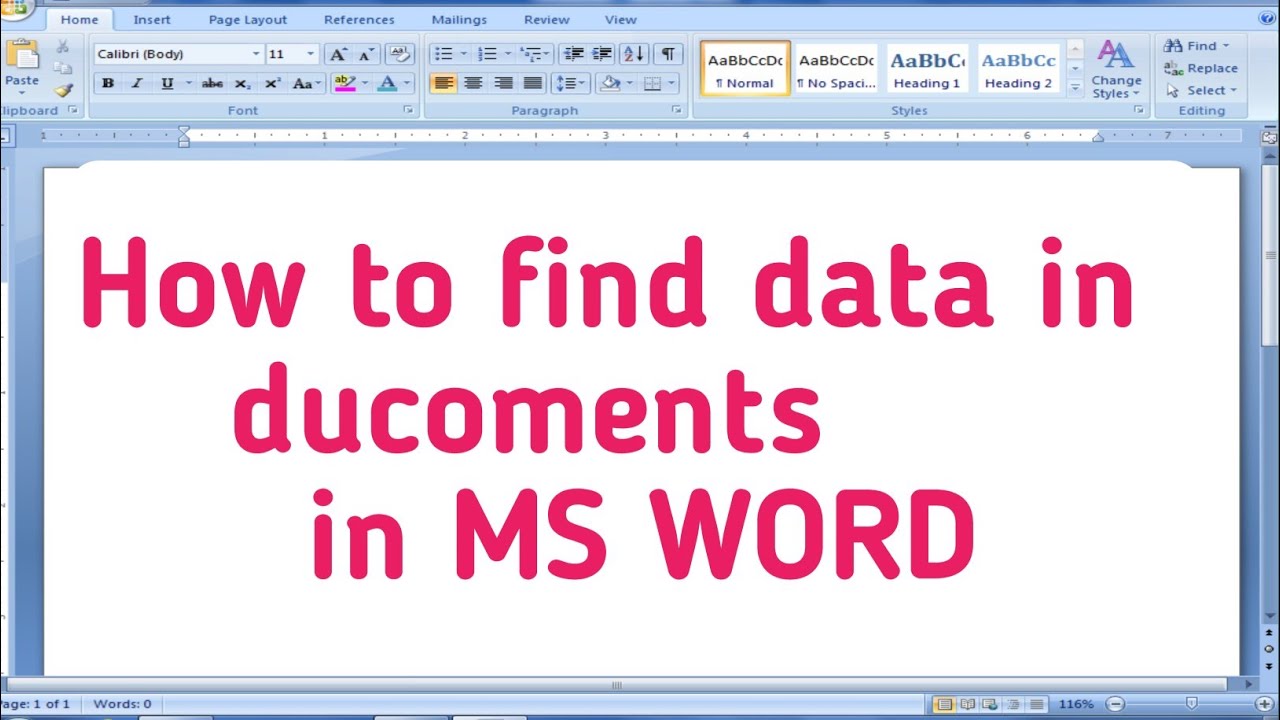 Tutorial 7 how To Find The Data In Document In Ms Word 2007 select All 