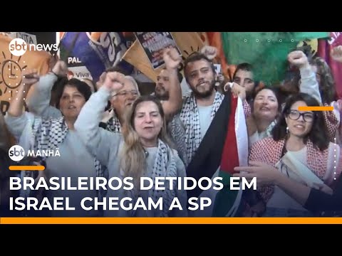 Video apos-cessar-fogo-em-gaza-ativistas-brasileiros-detidos-por-israel-chegam-a-sp-sbt-manha