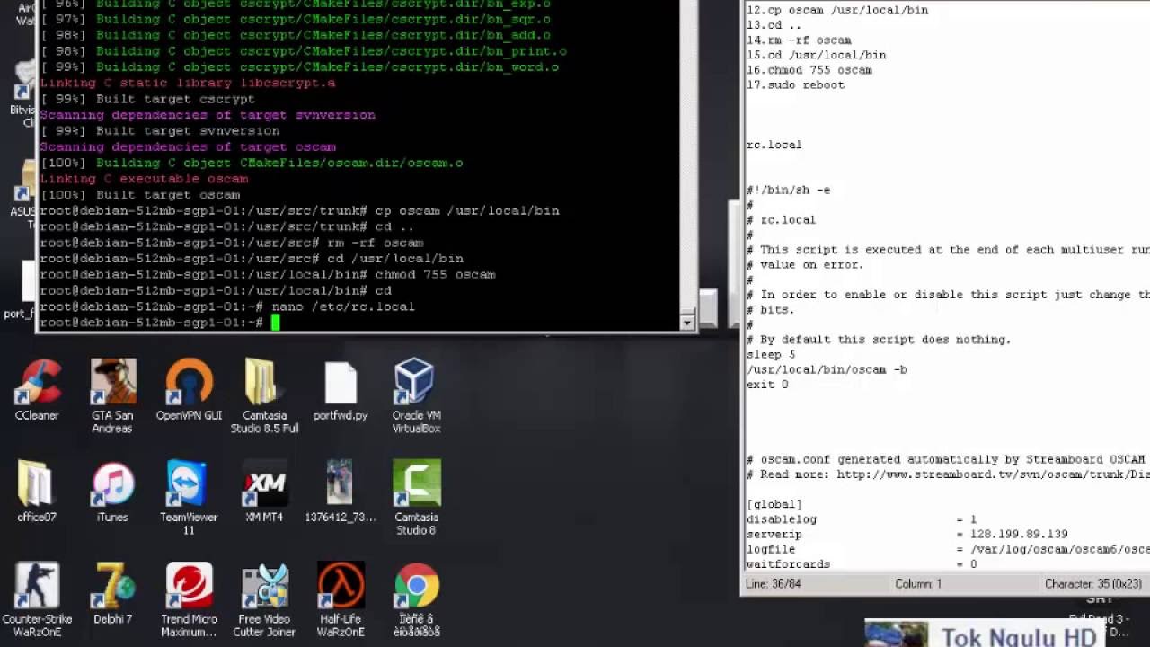 manual install oscam by scrip debian7 easy