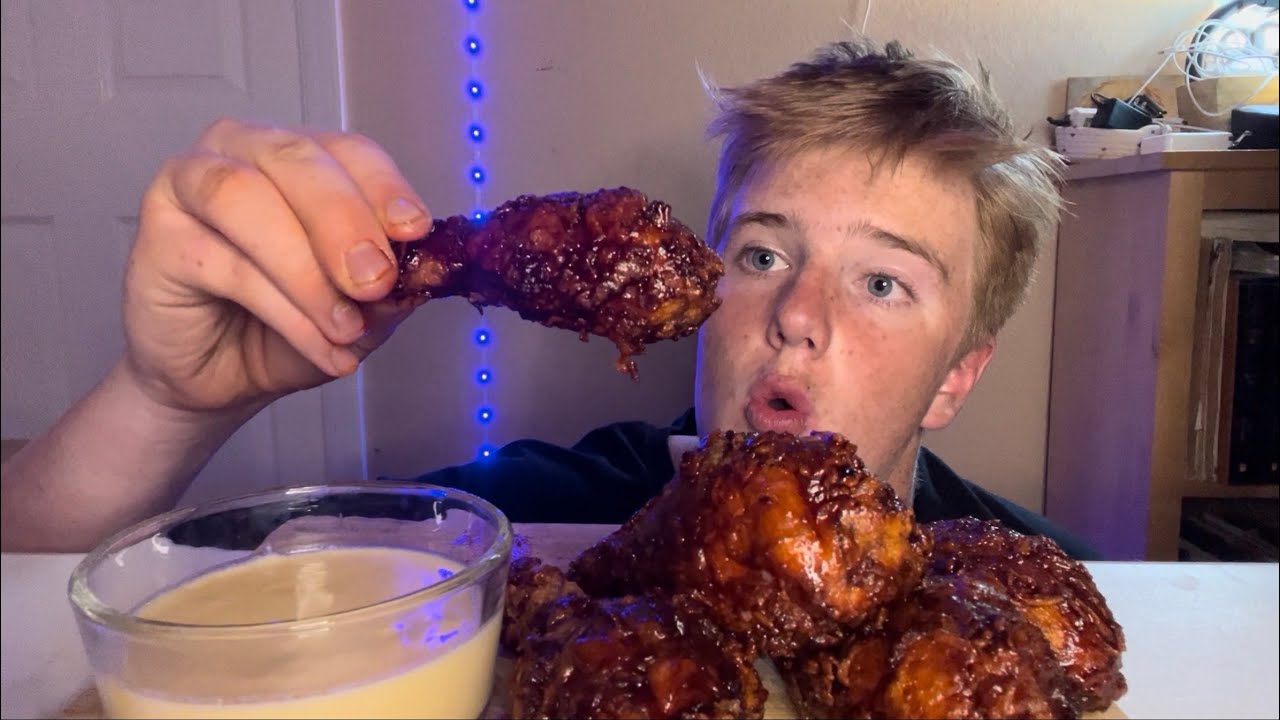 Nuclear fried chicken muckbang eating and cooking