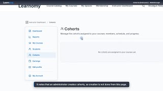 Instructor - Manage Cohorts