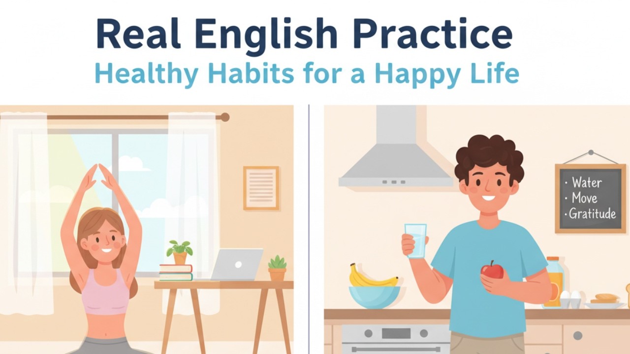 Real English Practice | Healthy Habits for a Happy Life | #podcast #englishlearning