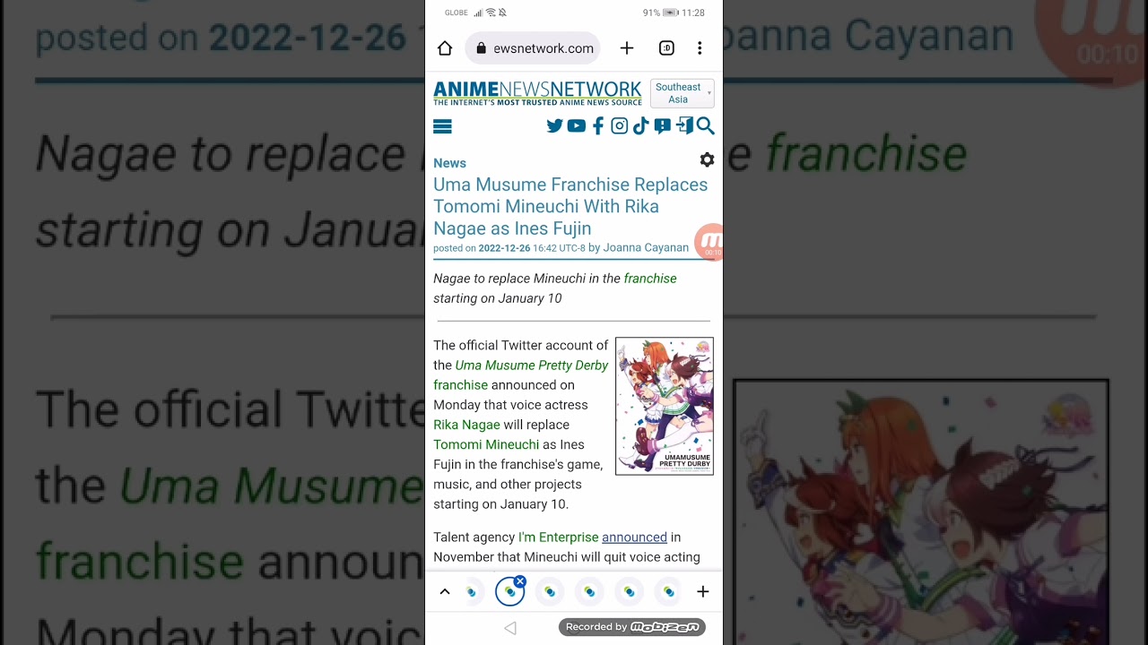 Uma Musume Franchise Replaces Tomomi Mineuchi With Rika Nagae as Ines Fujin