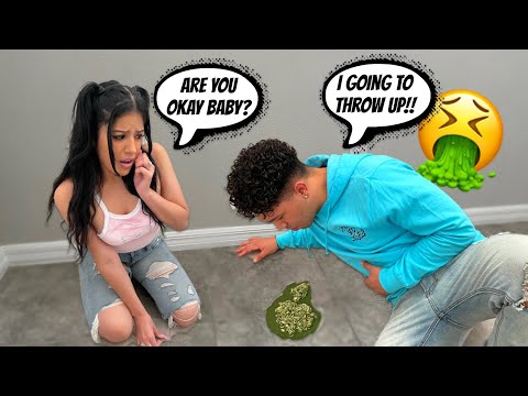 THROWING UP PRANK ON WIFE! *Cute Reaction*
