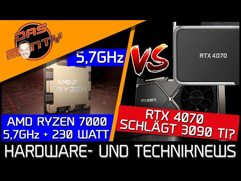 Nvidia RTX 4070 sogar schneller als RTX 3090Ti? | AMD Ryzen 7000 mit 5,7GHz, aber 230 Watt | News