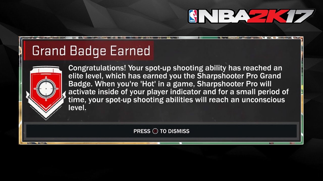 Nba 2k17 How To Get Sharpshooter Grand Badge Youtube