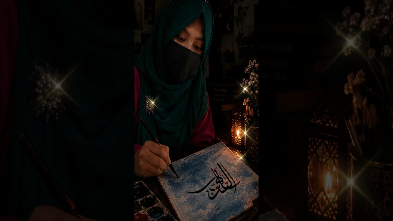 Peaceful Arabic Calligraphy Art ✨ 🖌️#shorts
