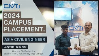 K Kumar | Final Year Civil Engg from G Pulla Reddy Engg College | Campus Placement | CMTI