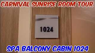 Carnival Sunrise Room Tour -Spa Balcony Cabin 1024