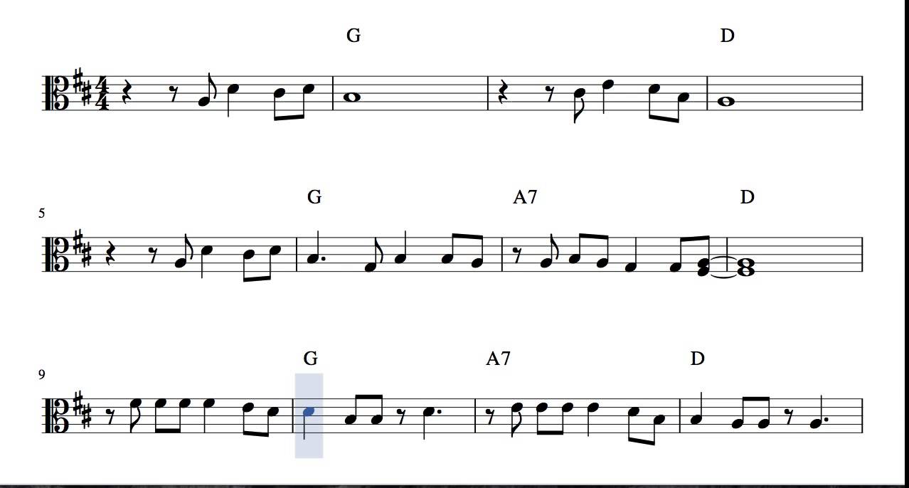 I wish a merry christmas viola note