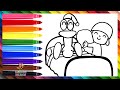 Dibuja y Colorea A Pocoyó Y Pato Acostándose 👶🦆🛏️ Dibujos Para Niños