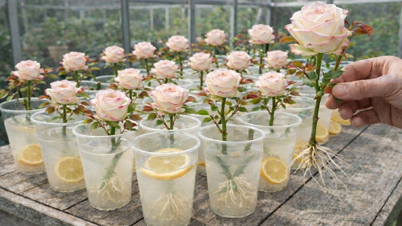 Просто лимоны! Розовые ветки внезапно пускают много корней и цветут круглый год!