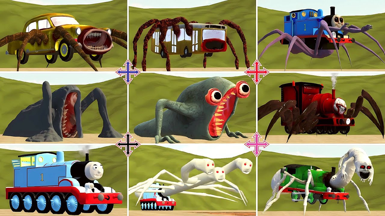 Bus Eater Vs Sea Eater Monster Vs The Bloop Vs Choo Choo Charles Vs Megahorn Vs Thomas Train in GMod