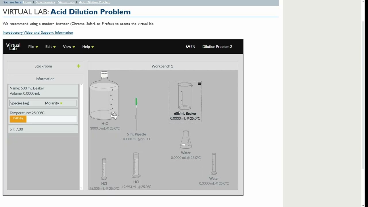 Realistic Virtual Simulation of Acid Dilution Problem using ChemCollective by Group 2-Rutherford