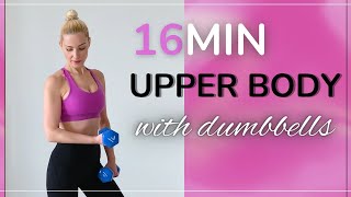 16MIN UPPER BODY SCULPT WITH DUMBBELLS | Home workout for toned abs, arms and shoulders