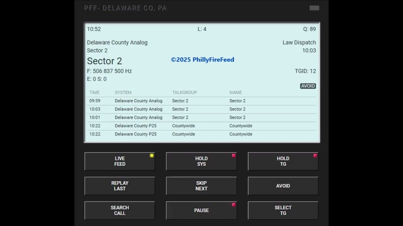 12-15-25, округ Делавэр, Пенсильвания, объявление P25 и переключение