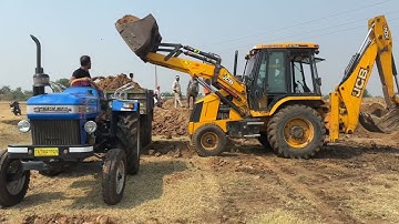 Jcb 3dx Loading mud in Sonalika Tractor || jcb and tractor video part-06 || SRIKANTH PS