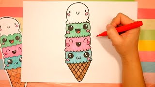 Как нарисовать рожок - мороженое | Няня Уля Рисование для детей