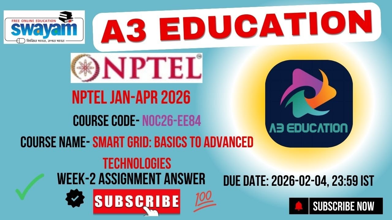 NPTEL Smart Grid Basics to Advanced Technologies  Week 2 Assignment Answers | noc26-ee84